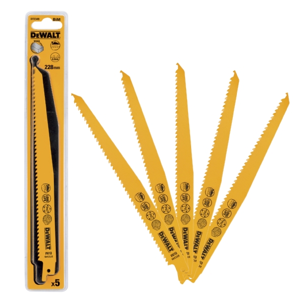 DeWalt 228mm Bi-Metal Wood With Nails Cutting Recip Blade 5pk